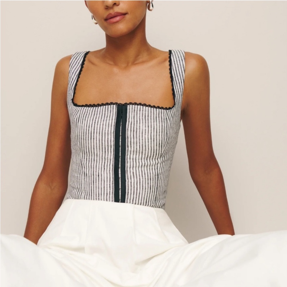 Reformation Tagliatelle Linen Top Vineyard